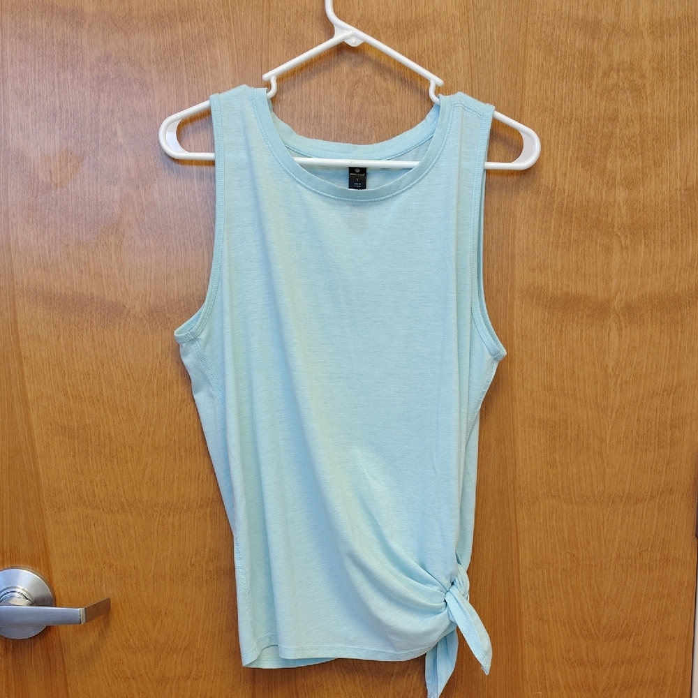 Yogalicious Light Blue Tie-Front Tank Top